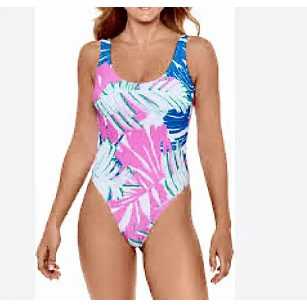 Sports Illustrated Swimsuit Abstract Tropical Palm One Piece Women’s L NWOT
